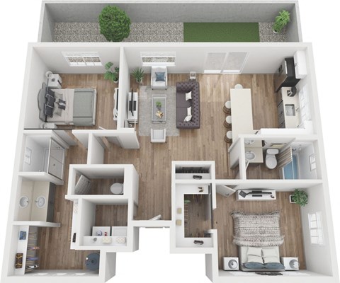 Floor plan for 2 beds, 2 baths, 1012 sqft